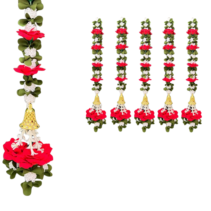 Suspension florale et feuille Ladi rouge et verte