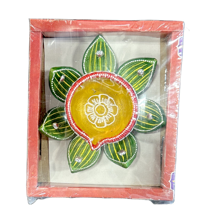 Divine Fancy Diya With Plate (Lotus Shape)