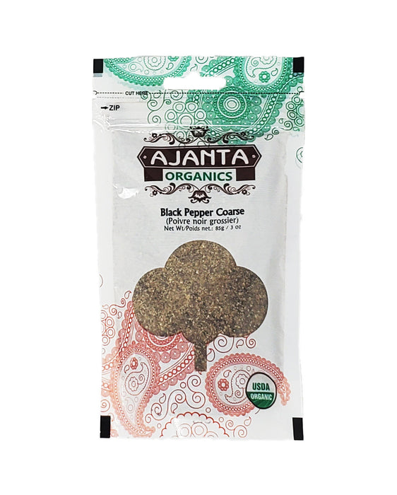 Ajanta Organics Black pepper Coarse 85g - Spices | indian pooja store near me