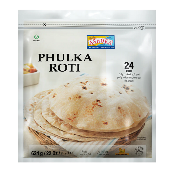 Ashoka Phulka Roti 624g (24pc) - Frozen - sri lankan grocery store near me