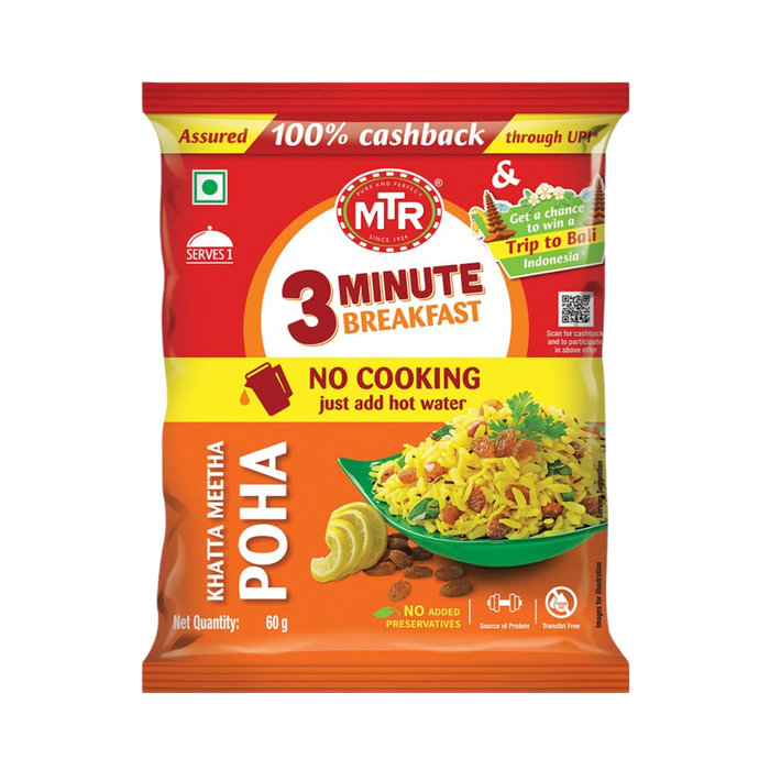 MTR Ready To Eat Khatta Meetha Poha 160g