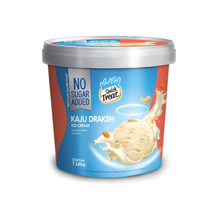 Vadilal Kaju Draksh Ice Cream - No Added Sugar 1L