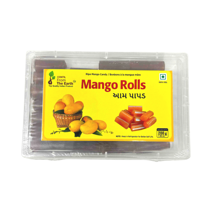 From The Earth Mango Rolls (Aam Papad) 200g — rolled Indian mango fruit snack in retail pack